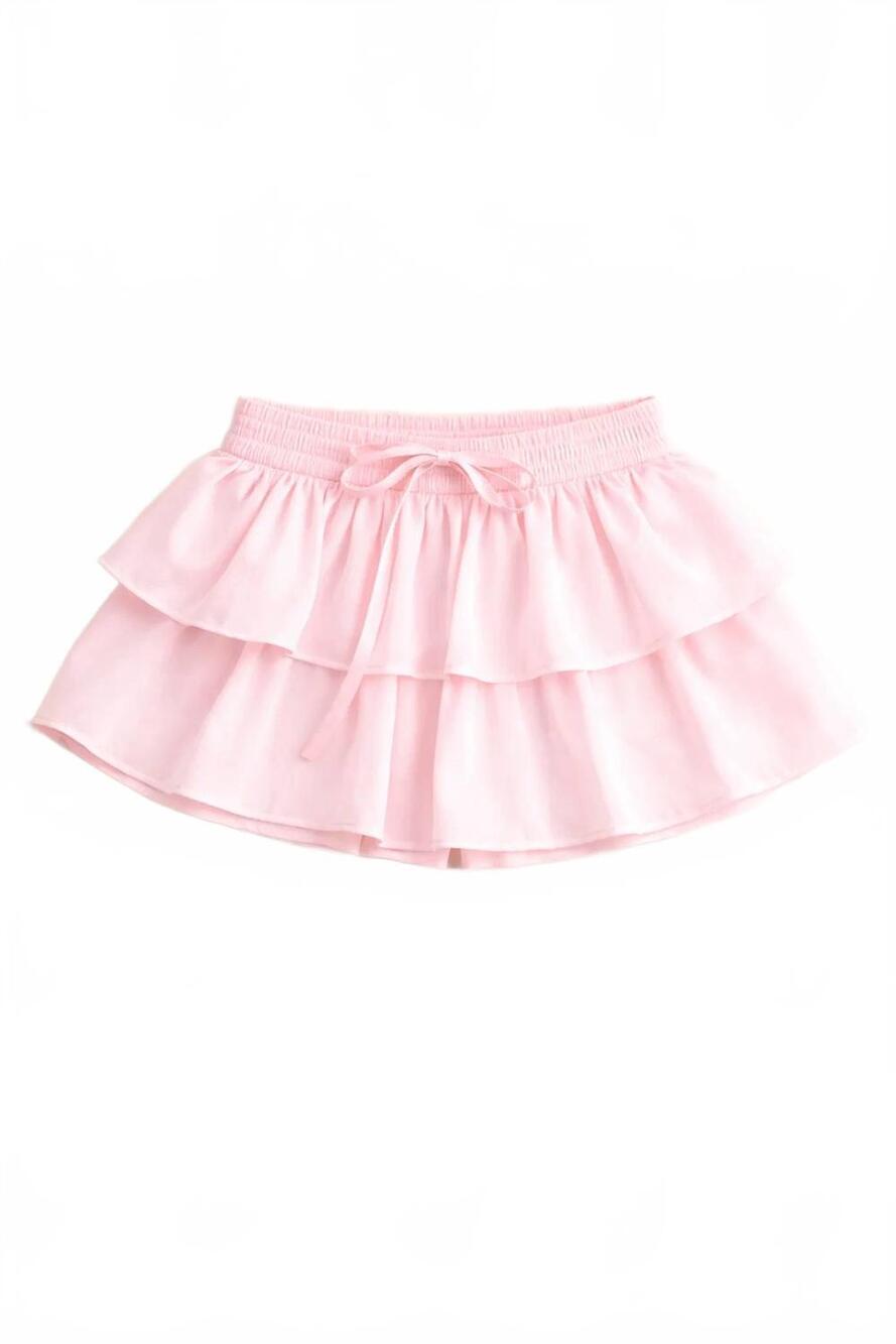 NEW THEME girls willow satin skort in dusty rose